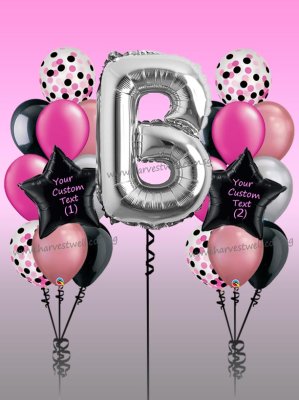 Personalised Black and Pink Megaloon Balloon Bundle Set Singapore