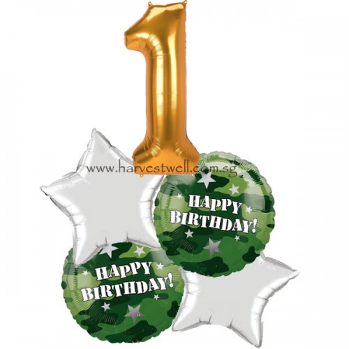 Camouflage Happy Birthday Balloon Package