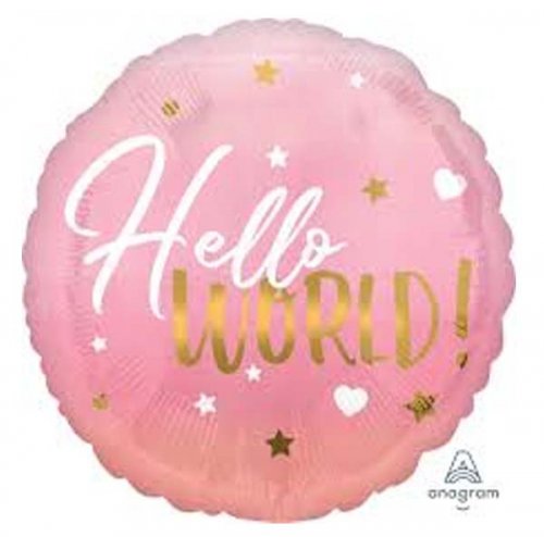Hello World (Baby Girl) Foil Mylar Balloon