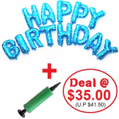 Mini Alphabet (BLUE) Foil With Balloon Pump DIY Value Pack Singapore