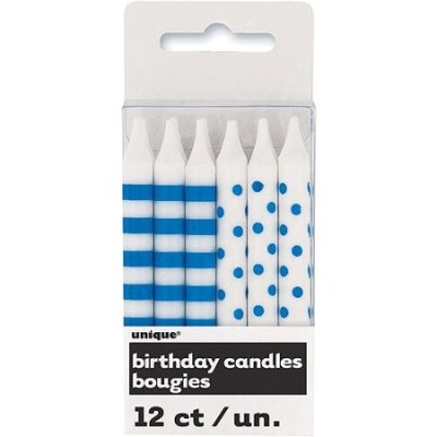 Royal Blue Stripes and Dots Birthday Candles Singapore