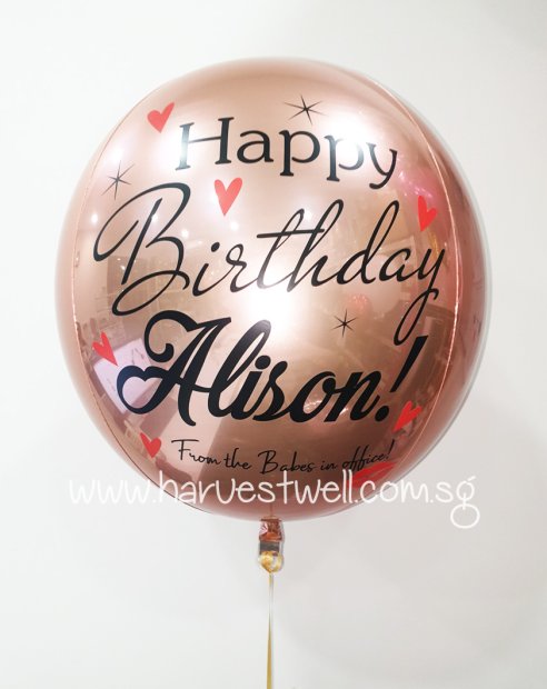 Customize Birthday Hearts and Kiss ORBZ Balloon Singapore