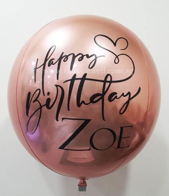 Birthday Calligraphy Heart Customize ORBZ Balloon Singapore