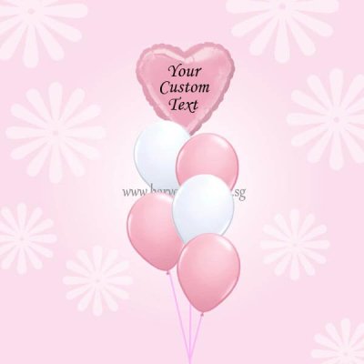 Customize Pink Foil Balloon On Top Balloon Bouquet Singapore