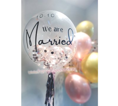 Customised We are Married Bubble Balloon Singapore