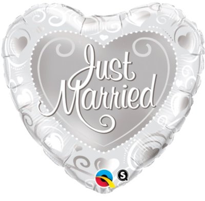 Just Married Love (Silver) Mylar Balloon Singapore