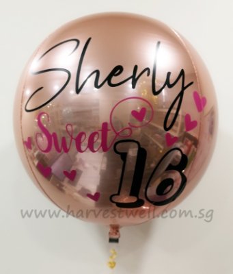 Customize Sweet 16 ORBZ Balloon Singapore