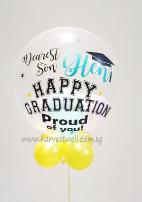 Customised Happy Graduation Boy Bubble Balloon Singapore