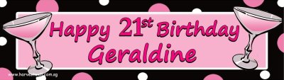 Pink Champagne Glasses Customized Banner Singapore
