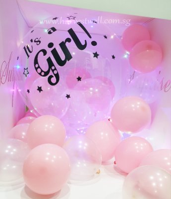 Customize Surprise Gift Box It's a Girl Bubble Balloon Singapore