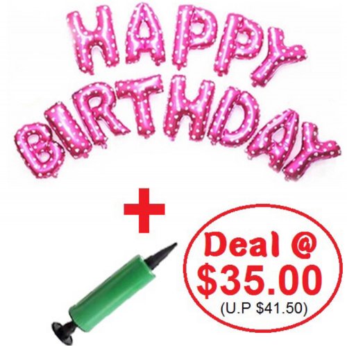 Mini Alphabet (PINK) Foil With Balloon Pump DIY Value Pack