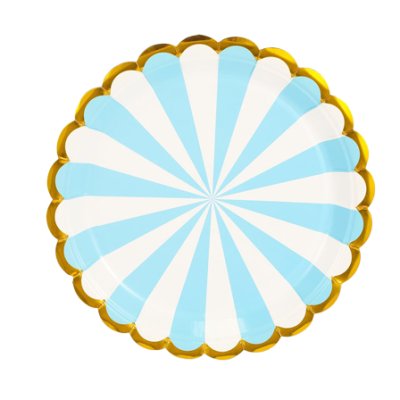 Light Blue Gilding Stipes 7inches Dessert Paper Plate 8pcs Singapore