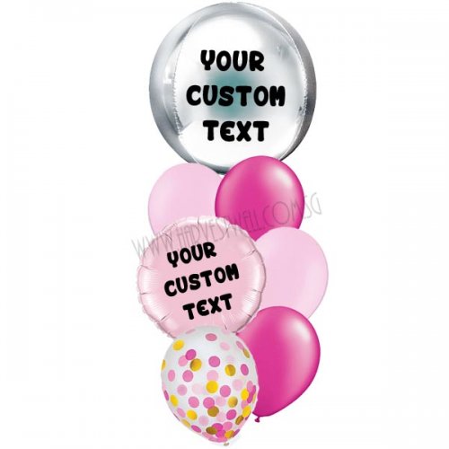 Personalised Pink Theme Balloon Bouquet