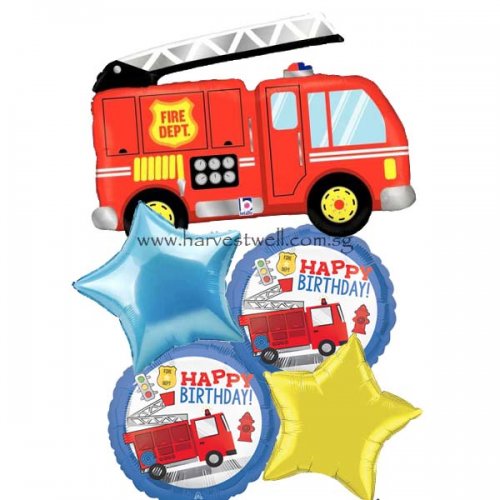 Fire Engine Birthday Balloon Bouquet