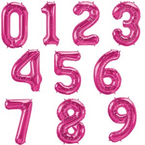 number megaloon pink balloon