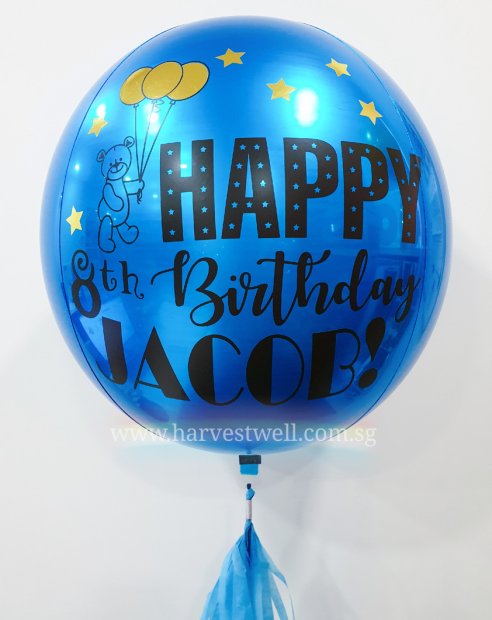 Customize Happy Birthday Bear ORBZ Balloon Singapore