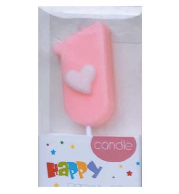 #1 Pink with White Heart Candle Singapore