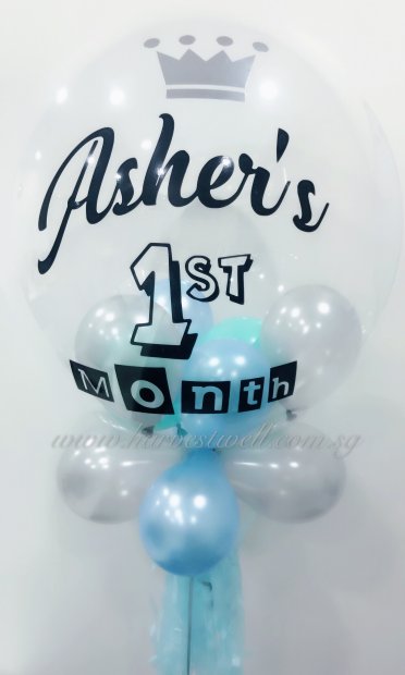 Customised Baby Full Month Bubble Balloon Singapore