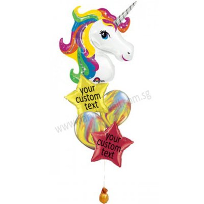 Personalized Rainbow Unicorn Balloon Bouquet Singapore