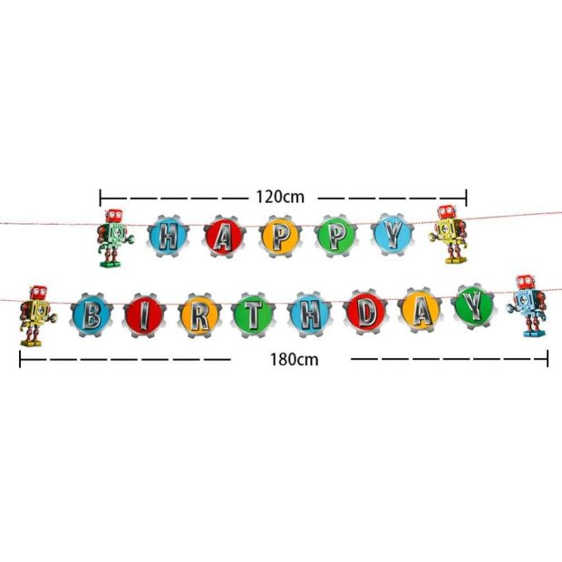 Retro Robot Birthday Jointed Banner Singapore