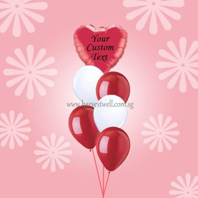 Customize Red Foil Balloon On Top Balloon Bouquet Singapore