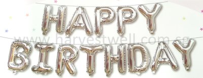 Happy Birthday Silver Mini Alphabet Balloon Set Singapore