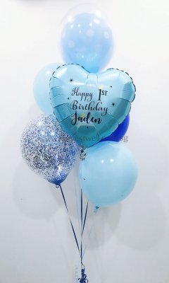 Customize Blue Birthday Balloon Bouquet