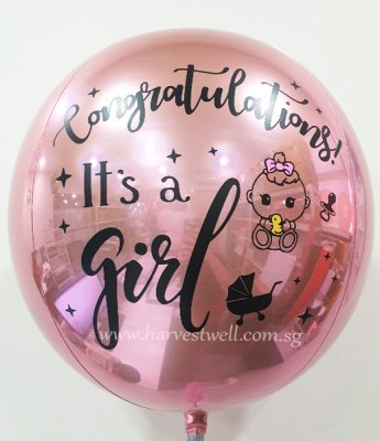 It's A Girl Customize ORBZ Balloon Singapore