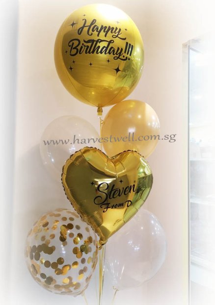 Personalised Orbz (Heart) Balloon Bouquet Singapore