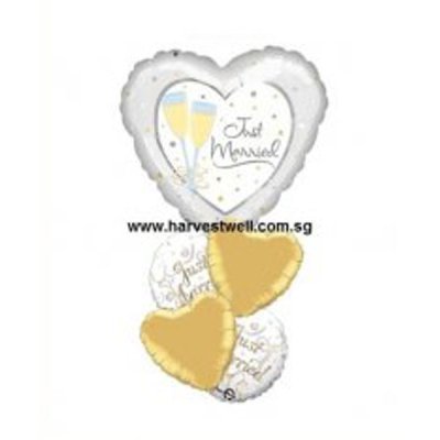 Just Married Silver(Love) Gold Balloon Package Singapore