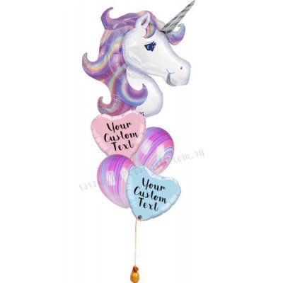 Personalised Pastel Unicorn Balloon Bouquet Singapore
