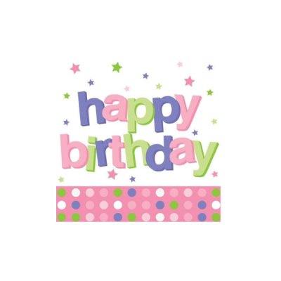 1st Birthday Pink Dot Happy Birthday Napkin Singapore