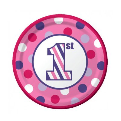 Sweet Stripes Girl 1st Birthday Paper Plate Singapore
