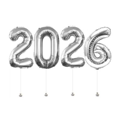 New Year 2026 Megaloon Silver Foil Balloon Singapore