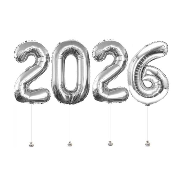 New Year 2026 Megaloon Silver Foil Balloon Singapore