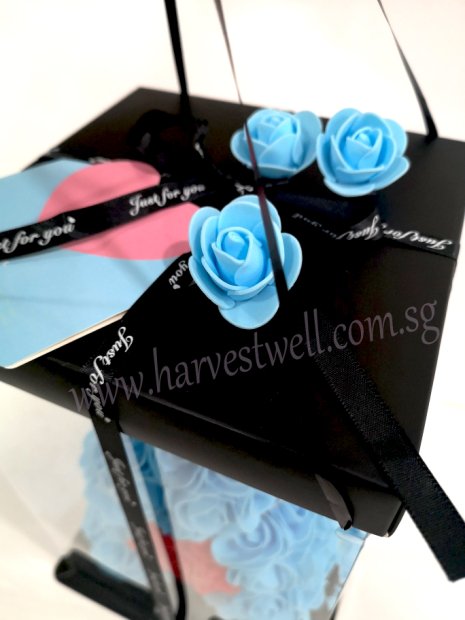 Hot Air Balloon Blue Rose Teddy Bear Singapore