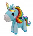Mini Standing Pet Rainbow Blue Unicorn (Air-filled) Balloon