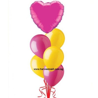 Helium Latex Balloon Bouquet with Foil Balloon on Top Singapore