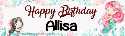 Cute Mermaids Birthday Customized Banner Singapore