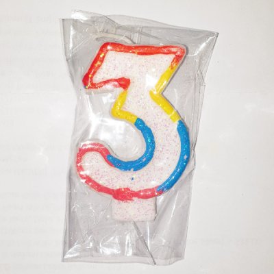 Number 3 Primary Colour Numeral Candle Singapore