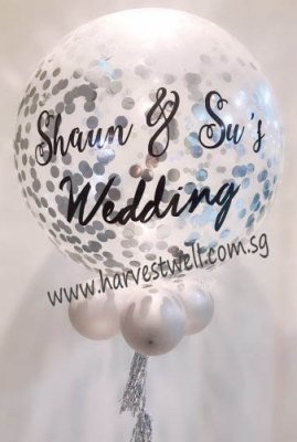 Personalized Jumbo Silver Wedding Helium Latex Balloon Singapore