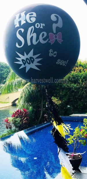 Gender Reveal Jumbo Helium Latex Custom Print Balloon Singapore