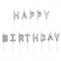 Happy Birthday Silver Letter Pick Candle Set