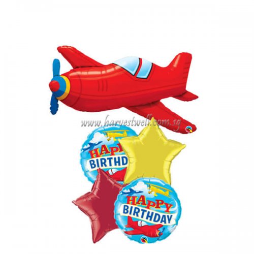 Vintage Airplane Birthday Balloon Bouquet