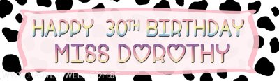 Cow Print Birthday Customized Banner Singapore