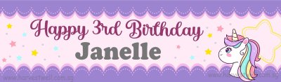Pastel Unicorn Birthday Customized Banner Singapore