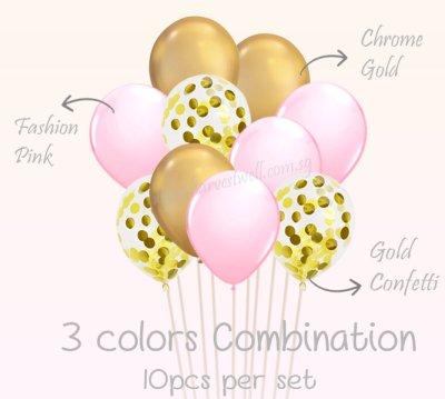 Pink & Gold Helium Balloon Bundle Singapore