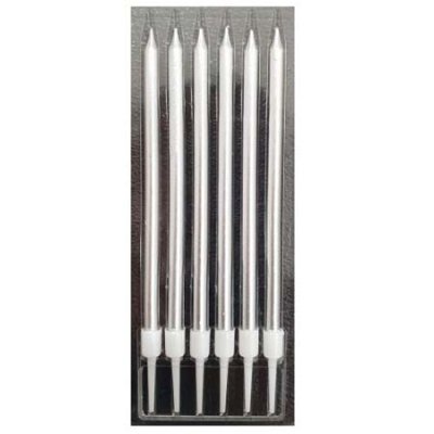 Slim Silver Chrome Birthday Candles Singapore