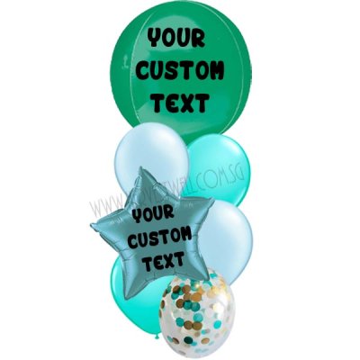 Personalised Green Theme Balloon Bouquet Singapore