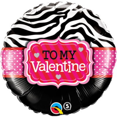 To My Valentine Zebra Stripes Mylar Singapore